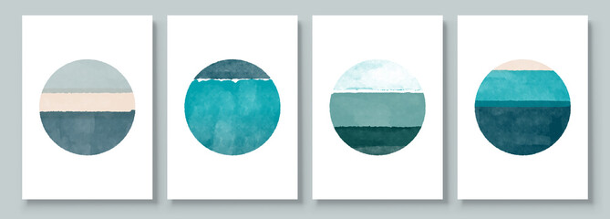 Set of Abstract Hand Painted Circle for Wall Decoration, Postcard, Social Media Banner Background. Modern Abstract Painting Artwork. Vector Pattern © great_bergens