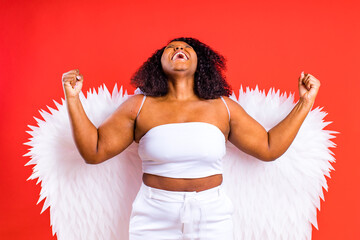 woman angel with white wings. The concept of success