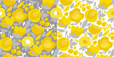 Abstract shapes summer flower seamless pattern