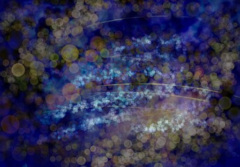  background of abstract glitter lights.  blue and white. de focused