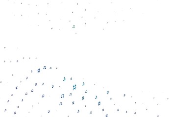 Light Blue, Green vector texture with musical notes.