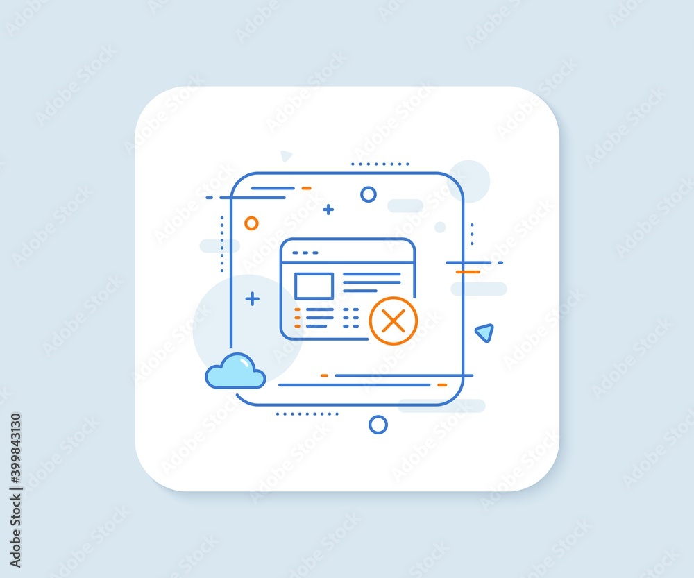 Poster reject web page line icon. abstract square vector button. no internet sign. delete browser. reject w