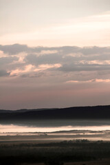 Fototapeta na wymiar Scenery of Kushiro Marsh in the morning covered with fog