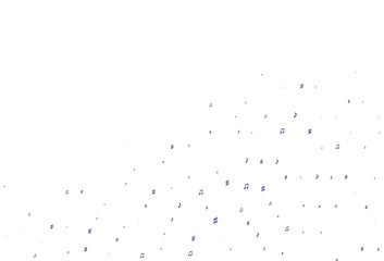 Light Purple vector background with music symbols.