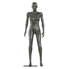 Abstract black plastic human body mannequin over white background. Relax standing pose. 3D rendering illustration