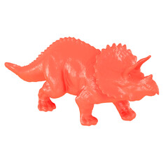 Plastic red Triceratops dinosaur toy on isolated background. 3d rendering