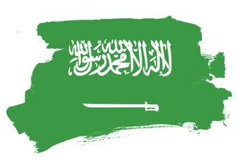 Brush Stroke Saudi Arabia Flag Premium Vector
