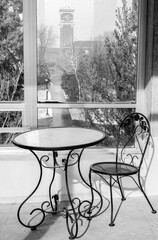 Chair and Table and Clock Tower