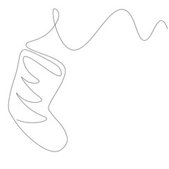 Christmas stocking drawing on white background, vector illustration