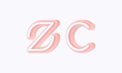 3D isometric premade logo rounded kids store circle monogram alphabet characters