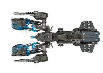 three wheel war machine on white background top view © DM7