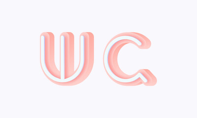 3D isometric premade logo rounded kids store circle monogram alphabet characters