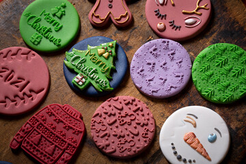 cookie decorations and candies for the New Year. 2021