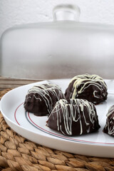 homemade dark chocolate cakes as sweet snack dessert