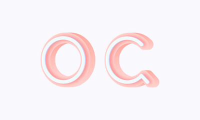 3D isometric premade logo rounded kids store circle monogram alphabet characters