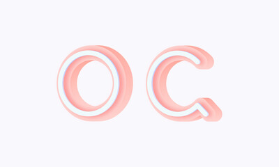 Fototapeta premium 3D isometric premade logo rounded kids store circle monogram alphabet characters