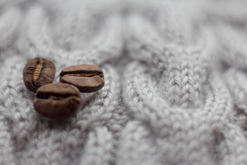 coffee beans on a scarf