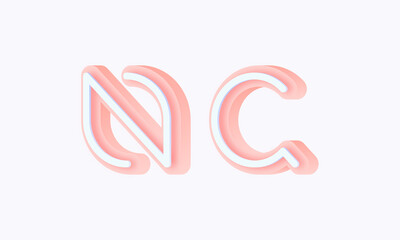 3D isometric premade logo rounded kids store circle monogram alphabet characters