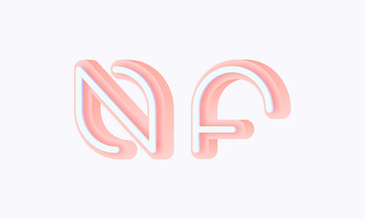 3D isometric premade logo rounded kids store circle monogram alphabet characters