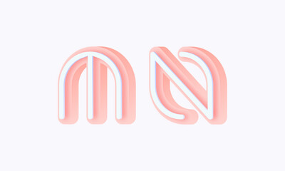 3D isometric premade logo rounded kids store circle monogram alphabet characters