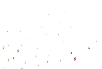 Light Green, Red vector backdrop with music notes.