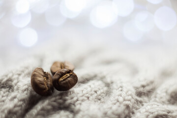 coffee beans on a scarf