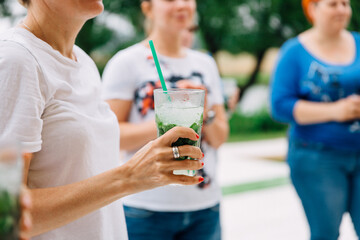 young drinking water