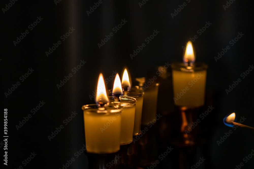 Wall mural burning candles