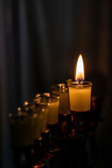 burning candles in church