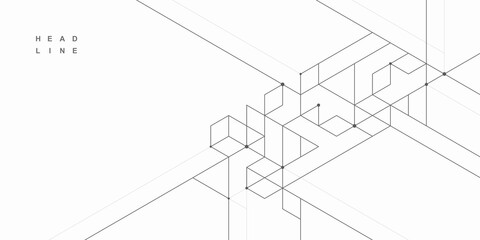 Abstract geometric technological background. Architectural construction. Vector creative design.