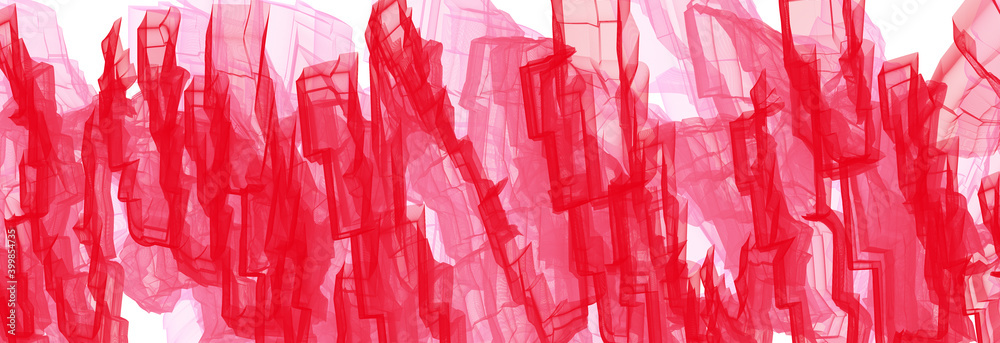 Poster complex red abstraction on a white background. art texture