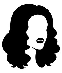 Silhouette of a lady's head. The woman has a stylish hairstyle. The girl has long hair. Vector illustration.