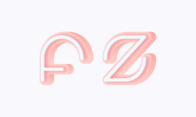 3D isometric premade logo rounded kids store circle monogram alphabet characters