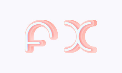 3D isometric premade logo rounded kids store circle monogram alphabet characters