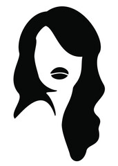 Silhouette of a lady's head. The woman has a stylish hairstyle. The girl has long hair. Vector illustration.