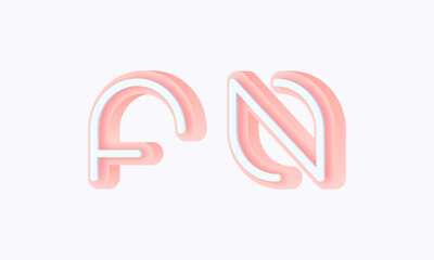 3D isometric premade logo rounded kids store circle monogram alphabet characters