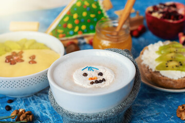 festive holidays breakfast  Merry Christmas and happy New Year card background