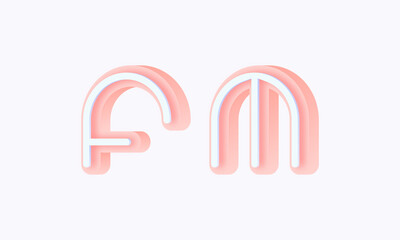 3D isometric premade logo rounded kids store circle monogram alphabet characters