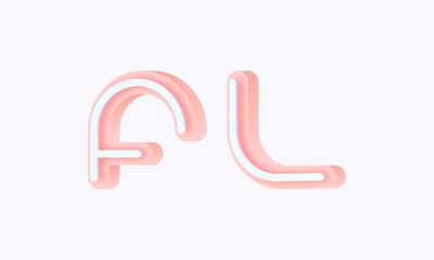 3D isometric premade logo rounded kids store circle monogram alphabet characters