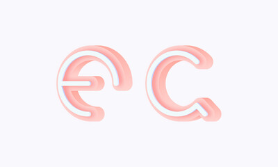 3D isometric premade logo rounded kids store circle monogram alphabet characters