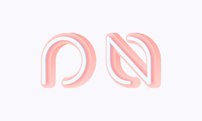 3D isometric premade logo rounded kids store circle monogram alphabet characters