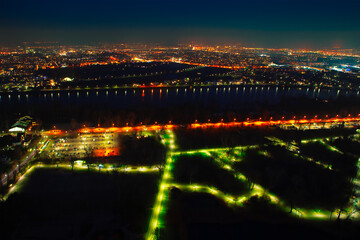 Fototapeta na wymiar Panoramic night view of Vienna city 