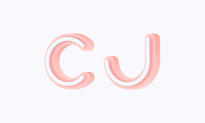 Fototapeta premium 3D isometric premade logo rounded kids store circle monogram alphabet characters