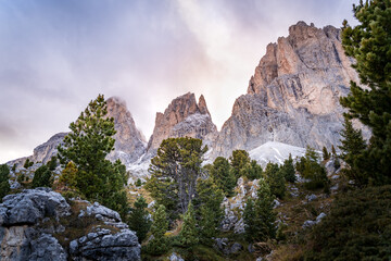 view on peaks of langkofel