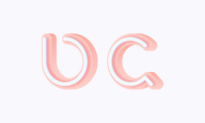 3D isometric premade logo rounded kids store circle monogram alphabet characters
