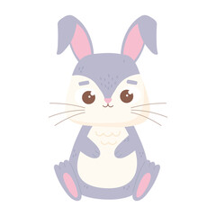 cute rabbit cartoon animal icon white background