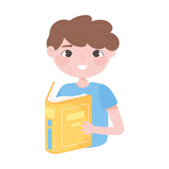 cute boy reading book cartoon icon white background