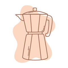 coffee brewing moka pot icon line and fill