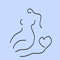 female shape line illustration logo design drawing