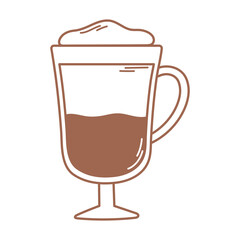 coffee latte cream in glass icon in brown line